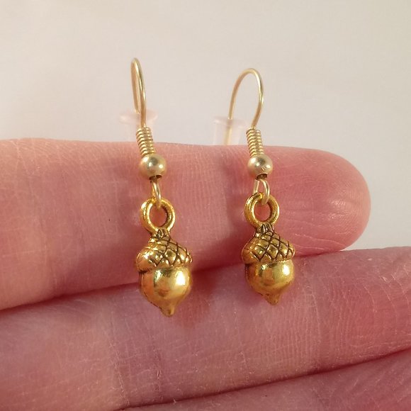 Kristy's Jewels Jewelry - Gold Plated Acorn Nut Dangle Earrings Hypoallergenic Women's Party Gift